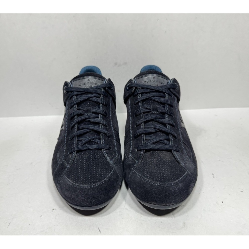 Louis Vuitton Navy Blue Suede Low Top Lace Up Men's Size 10 US / 9 UK Sneakers - Picture 2 of 9